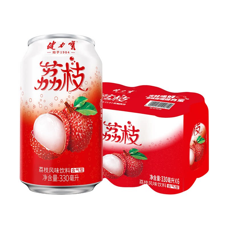 【天猫U先】健力宝荔枝味饮料330ml*6罐0脂碳酸饮料汽水解腻