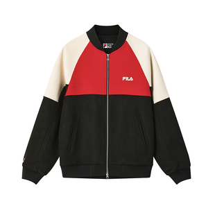 FILA 斐乐官方男针织毛呢上衣26春新款休闲宽松保暖新年红色外套