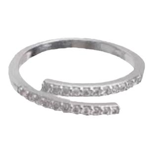 银町冷淡风双层钻戒指女小众设计锆石开口素圈对戒食尾戒女小指环