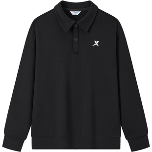 特步童装儿童翻领卫衣男童秋装2025秋冬新款中大童套头Polo领上衣