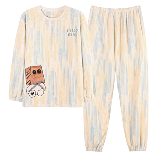 浪莎情侣睡衣秋冬季2025年新款珊瑚绒卡通可爱加绒加厚男女家居服