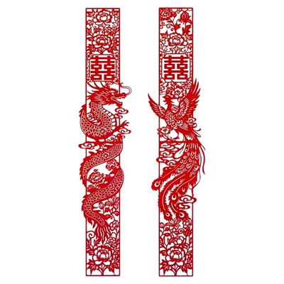 婚房布置中式红色植绒剪纸喜挂饰