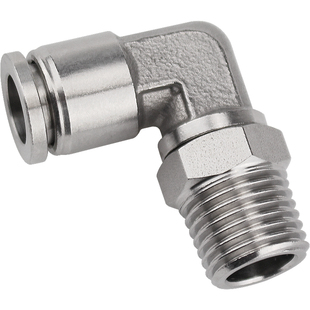 不锈钢快插接头气管快速螺纹弯头PL直角PH外六角旋转气动软管快接