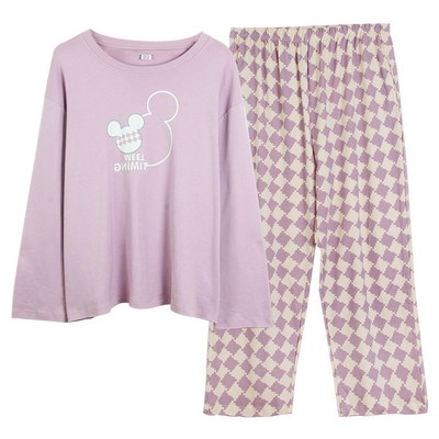 女士纯棉长袖加肥加大新款家居服