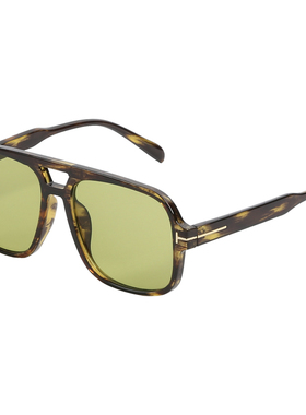 复古黄绿片双粱t字欧美风墨镜