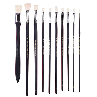 青竹黑骑士水粉笔套装美术专用猪鬃丙烯油画笔马毛笔平峰圆峰扇形笔尼龙笔画刷勾线笔水彩笔油画笔美术单支装