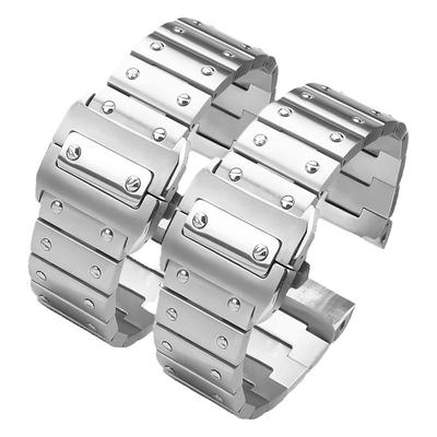 卡地亚山度士实心精钢手表带男