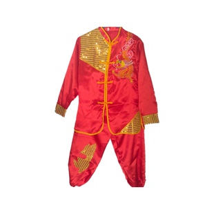 儿童武术练功表演服中国风刺绣龙训练比赛表演打鼓舞太极演出服