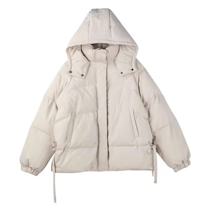 黑色连帽羽绒棉服女短款2024冬季新款宽松加厚棉袄小个子棉衣外套