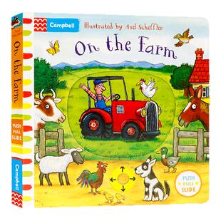 在农场 英文原版 On the Farm 儿童互动推拉操作活动机关纸板书 锻炼宝宝精细动作 学龄前早教英语启蒙读物 亲子睡前共读绘本