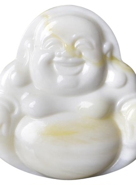 天然白贝壳吊坠大肚佛弥勒佛挂件
