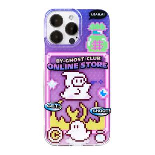 keerke 像素战斗小幽灵磁吸手机壳双层涂鸦可爱少女恶搞卡通插画原创小众适用苹果17iPhone15ProMax14Pro16