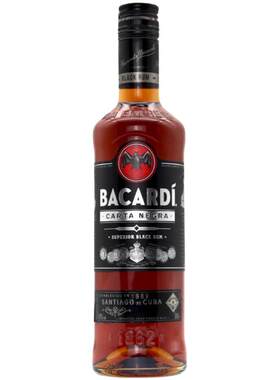【自营】Bacardi百加得黑朗姆酒500ml莫吉托烘培调酒基酒进口洋酒