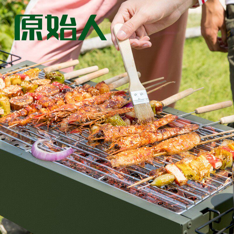 原始人加厚烧烤炉家用木炭烧烤架户外工具野外碳烤炉烤肉炉子架子