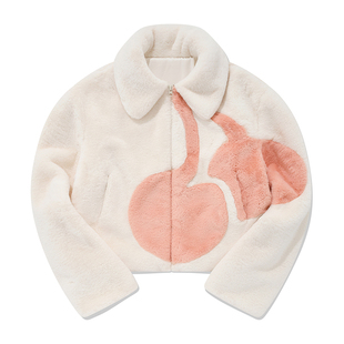 樱桃KIRSH 摇粒绒外套女秋冬2024新款韩版短款加厚绒外套冬