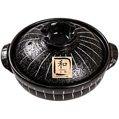 万古烧日本进口家用黑十草土锅