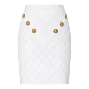 BALMAIN巴尔曼 春夏新品金属扣设计优雅显瘦修身半身针织包裙女
