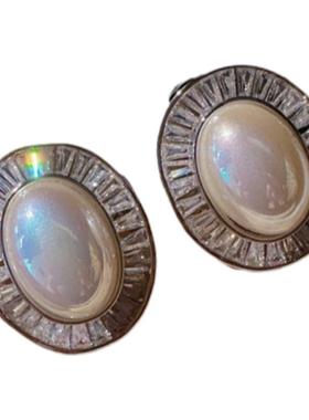 鱼姬炫彩水滴宝石珍珠耳环 人鱼泪 菲律宾铂金灰 深海贝珠项链