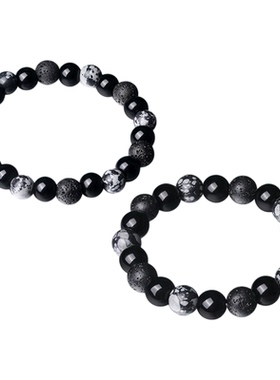 黑曜石情侣串珠可调节手链