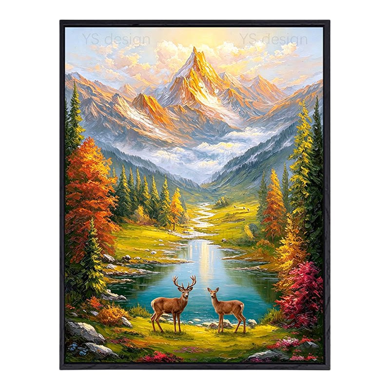 金山聚宝盆数字油画填色diy画画成人涂色油画高级感客厅装饰挂画