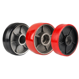 尼龙叉车轮子手动液压地牛配件大全PU搬运堆高升降总成轴承拖推脚