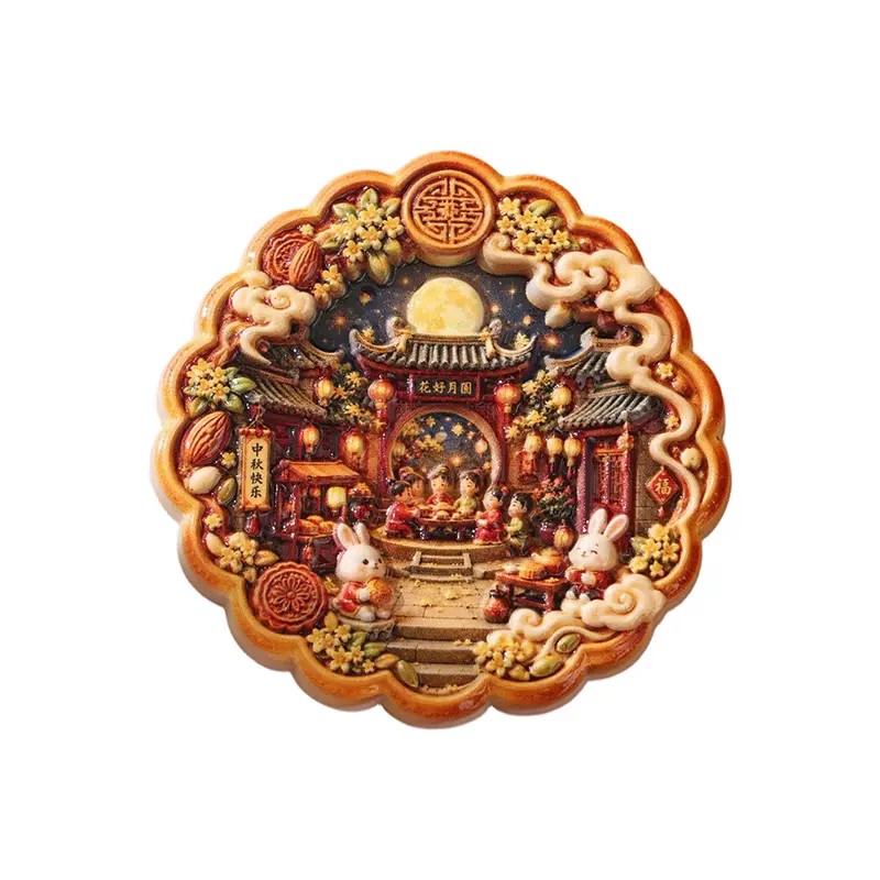 中秋月饼古风磁吸冰箱贴