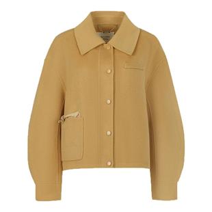 DTLANDO冬季款女装单排扣棕色宽松休闲大衣羊毛外套