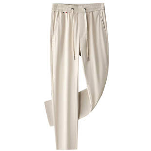 花花公子纯棉男士休闲裤2026春秋新款松紧腰长裤子直筒宽松运动裤