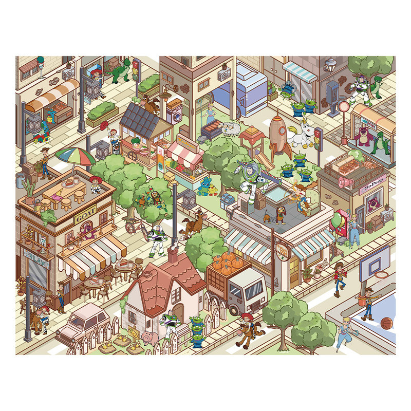 迪士尼玩具小镇造景贴纸大版