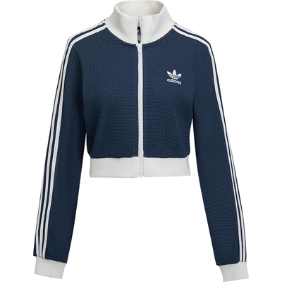 Adidas/阿迪达斯正品三叶草女士针织修身短款立领外套KC2646