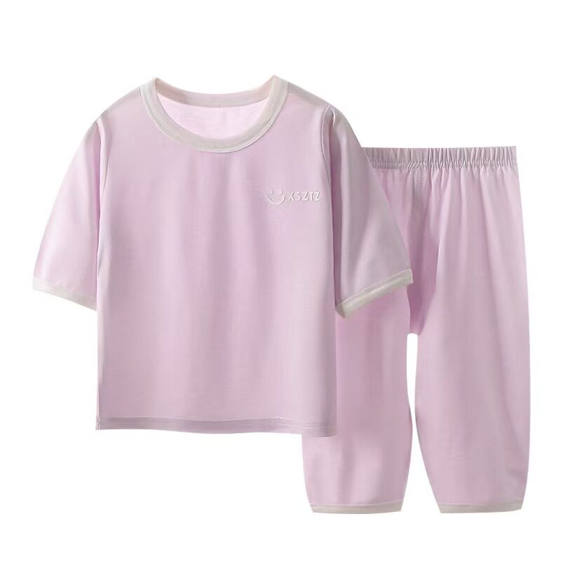 三折品牌特价清仓撤柜亲子装中小童夏季空调服薄款睡衣七分袖套装