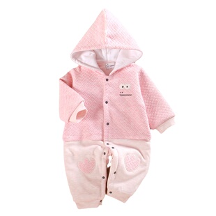 小月龄男婴儿服外出新生儿春秋冬款薄夹棉连体衣女宝宝装季天66码