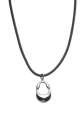 GuangYu镂空几何形黑色皮绳项链