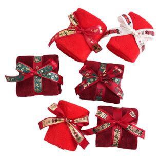 国风结婚庆乔迁新生丝带伴手礼回礼方块珊瑚绒毛巾面巾礼盒物搭配