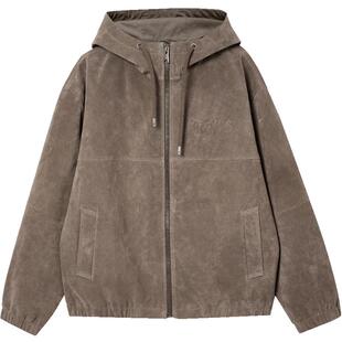 杰克琼斯冬季新款时尚潮流百搭拉链连帽夹克休闲宽松皮衣外套男装