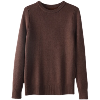 秋冬季圆领加绒毛衣女加厚一体绒内搭打底针织衫大码修身保暖上衣