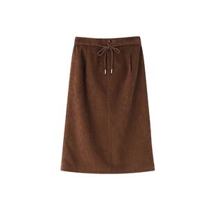 时然大码女装咖色半身裙2025秋冬新款胖mm显瘦百搭通勤中长A字裙