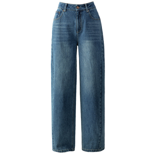 加绒阔腿牛仔裤弯刀裤女2025新款秋冬季直筒裤版型超好看的裤子