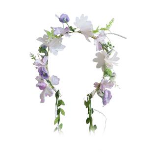 超仙花环头饰森系少女成人仿真花朵藤条编发发箍拍照道具配饰发饰