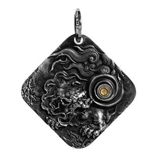 不止.不只『BU ZHI』唐狮吊坠 925银22k金旋转可动 复古原创设计