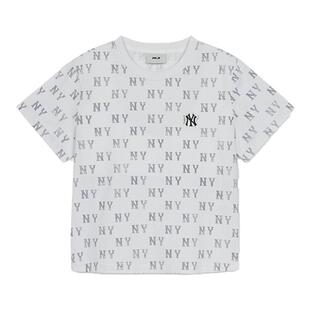 MLB官方 女款防晒凉感满印老花短款短袖潮流T恤夏季新款TSM02