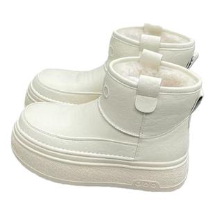 真皮羊毛保暖雪地靴女2025冬新款厚底增高防滑防水保暖面包短筒靴