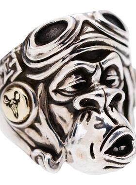 渡鸦原创无聊猿猴子飞行员银戒指