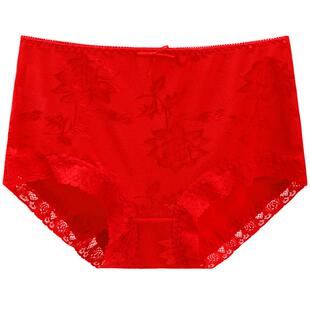 蝶安芬内裤女纯棉短裤本命年属马年大红色结婚内衣女士平角裤1701