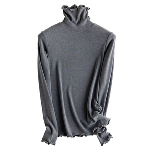 升级黑科技含真丝自发热弹力修身打底衫女内搭长袖加绒针织衫秋冬