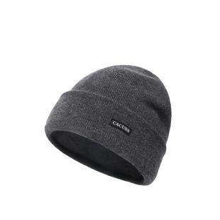 CACUSS纯羊毛针织帽子男款冬季保暖大头围骑行护耳防风毛线帽冷帽