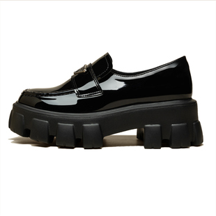 英伦厚底乐福鞋女款2026新款春季真皮尖头增高小皮鞋哑光松糕鞋子