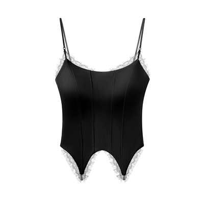 蕾丝吊带背心文胸一体显瘦薄上衣