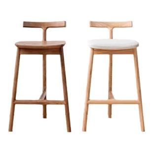 简约现代实木吧台椅高脚椅子靠背椅吧台椅子久坐不累家用实木吧椅