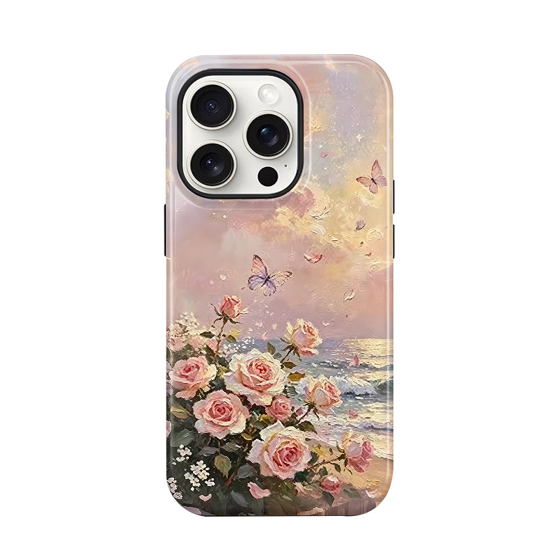 玫瑰苹果油画风全包防摔软壳
